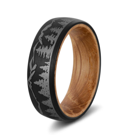 The Wanderer - Tungsten Carbide Ring with Whiskey Barrel Liner