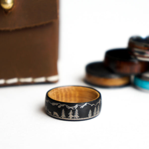 The Wanderer - Tungsten Carbide Ring with Whiskey Barrel Liner